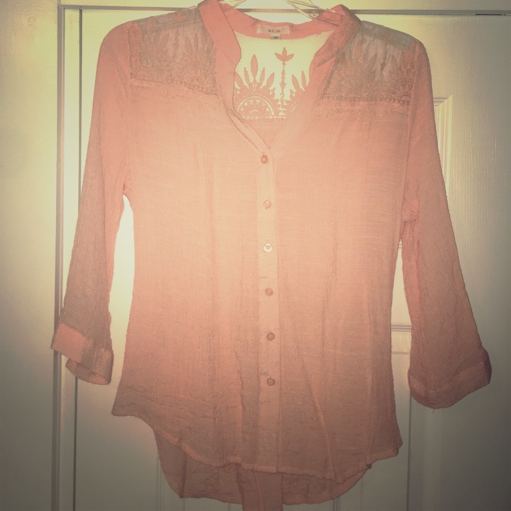 Peach quarter sleeve t shirt