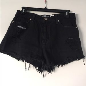 High-waisted black shorts