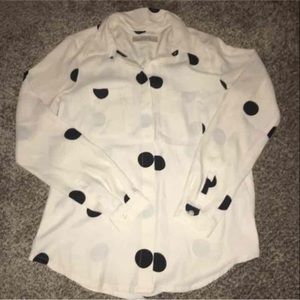 LOFT Cream Polka Dot Button Up XS