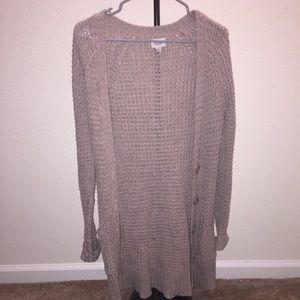 american eagle knit long tan cardigan