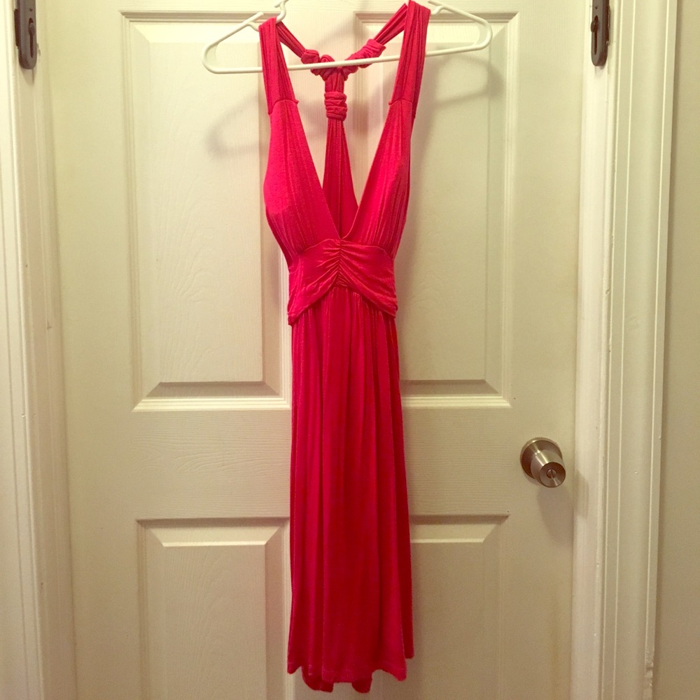 Hot pink halter dress