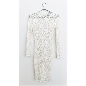 ‼️SOLD‼️White lace high neck dress