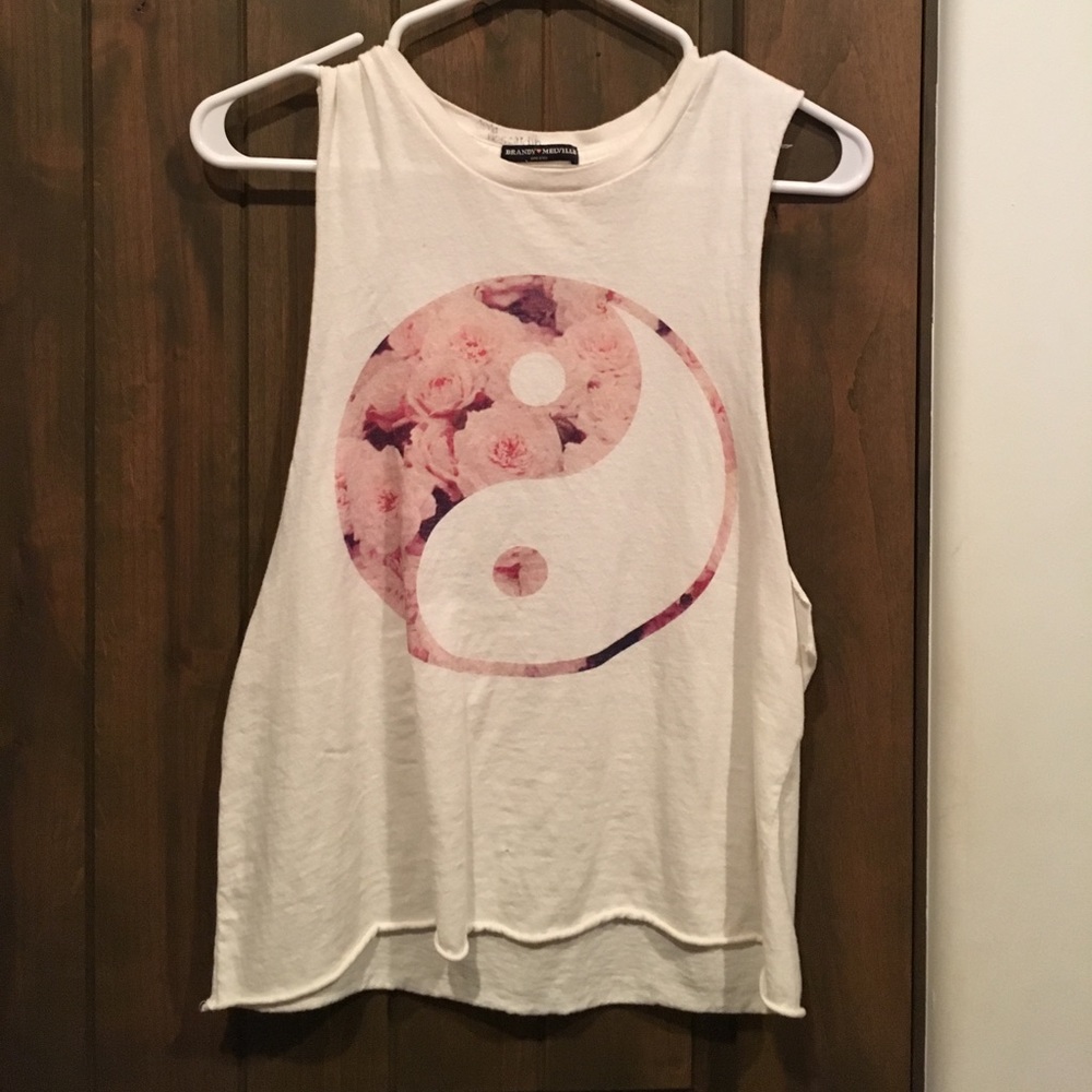 Brandy Melville Floral Ying Yang Muscle Tee