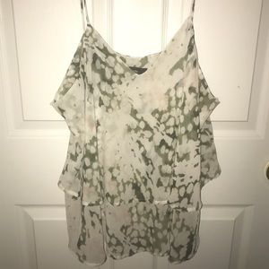 Layered ruffle light pink and green tank top