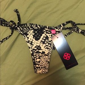 Santorini Ivory Animal Print Thong Bikini Bottom