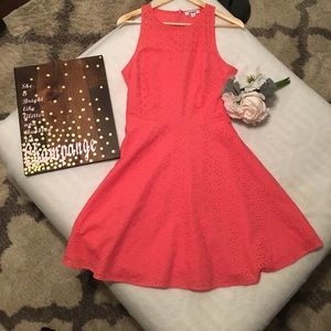 Coral garden party dress