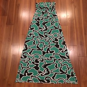 Green Print Knit Maxi Dress