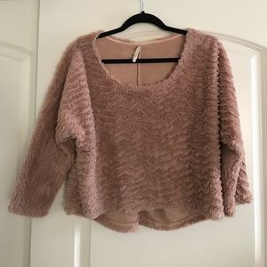 Oversized pink fuzzy sweater
