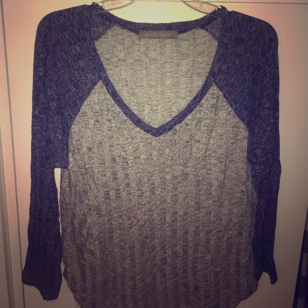 Blue and gray long sleeve sweater