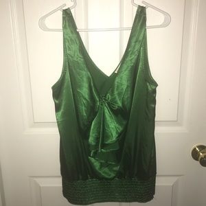 Ruffled v-neck green blouse