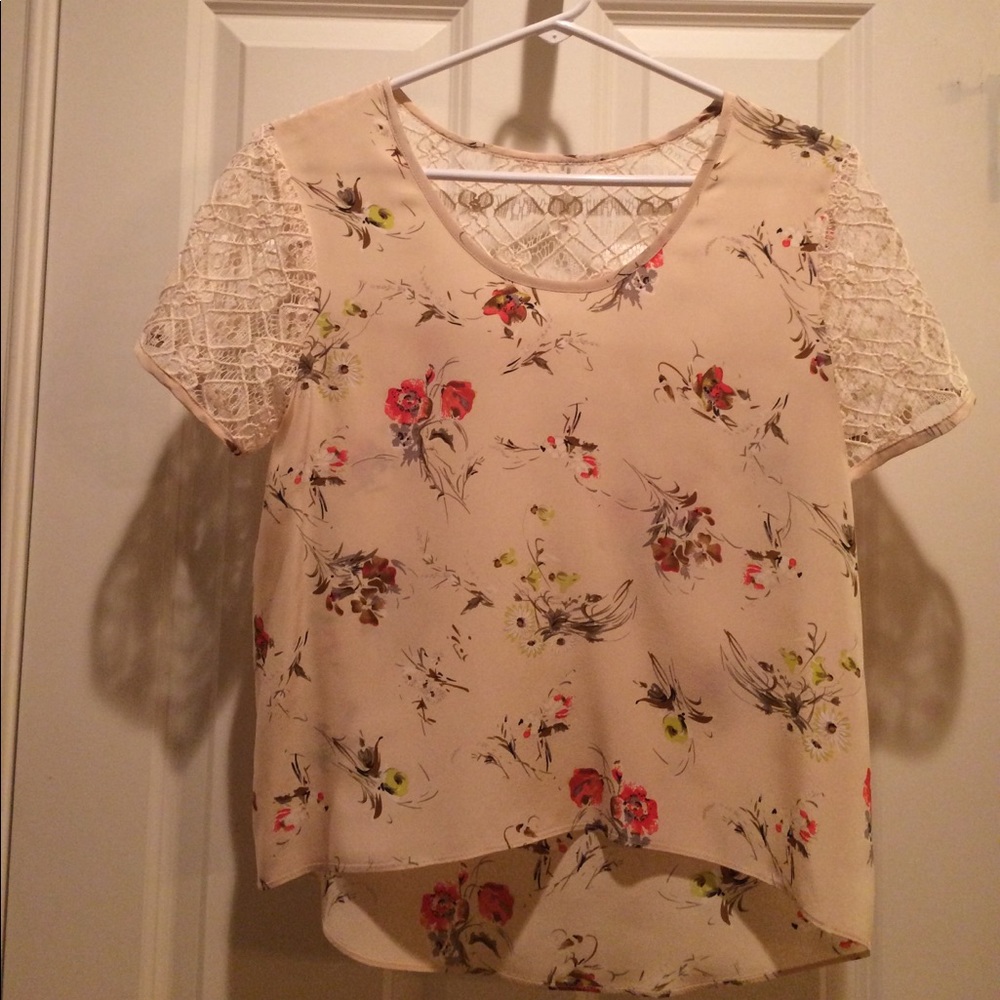 Silk and crochet floral top