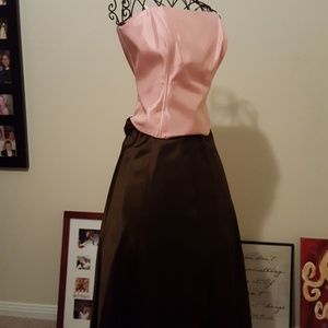 2 pce strapless satin top and full length skrt