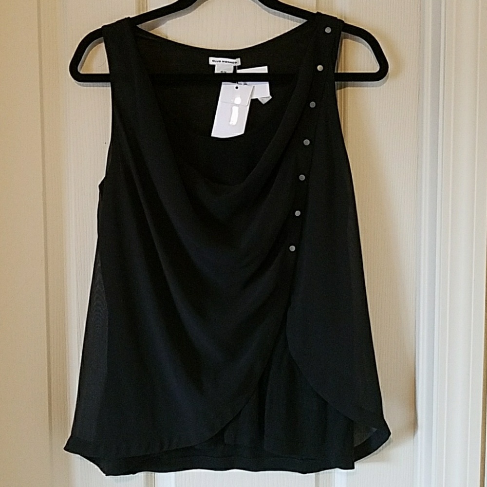 NWT Club Monaco black sheer layered top. Sz M/M