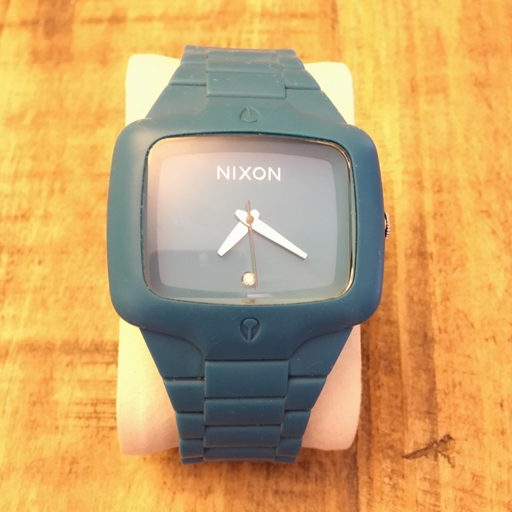 Authentic Men's Blue/Green Nixon Rubber Watch