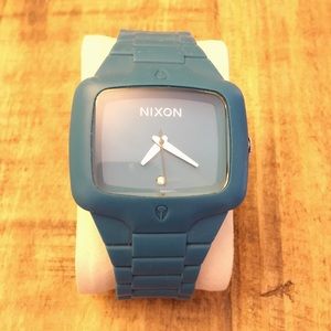 Authentic Men's Blue/Green Nixon Rubber Watch