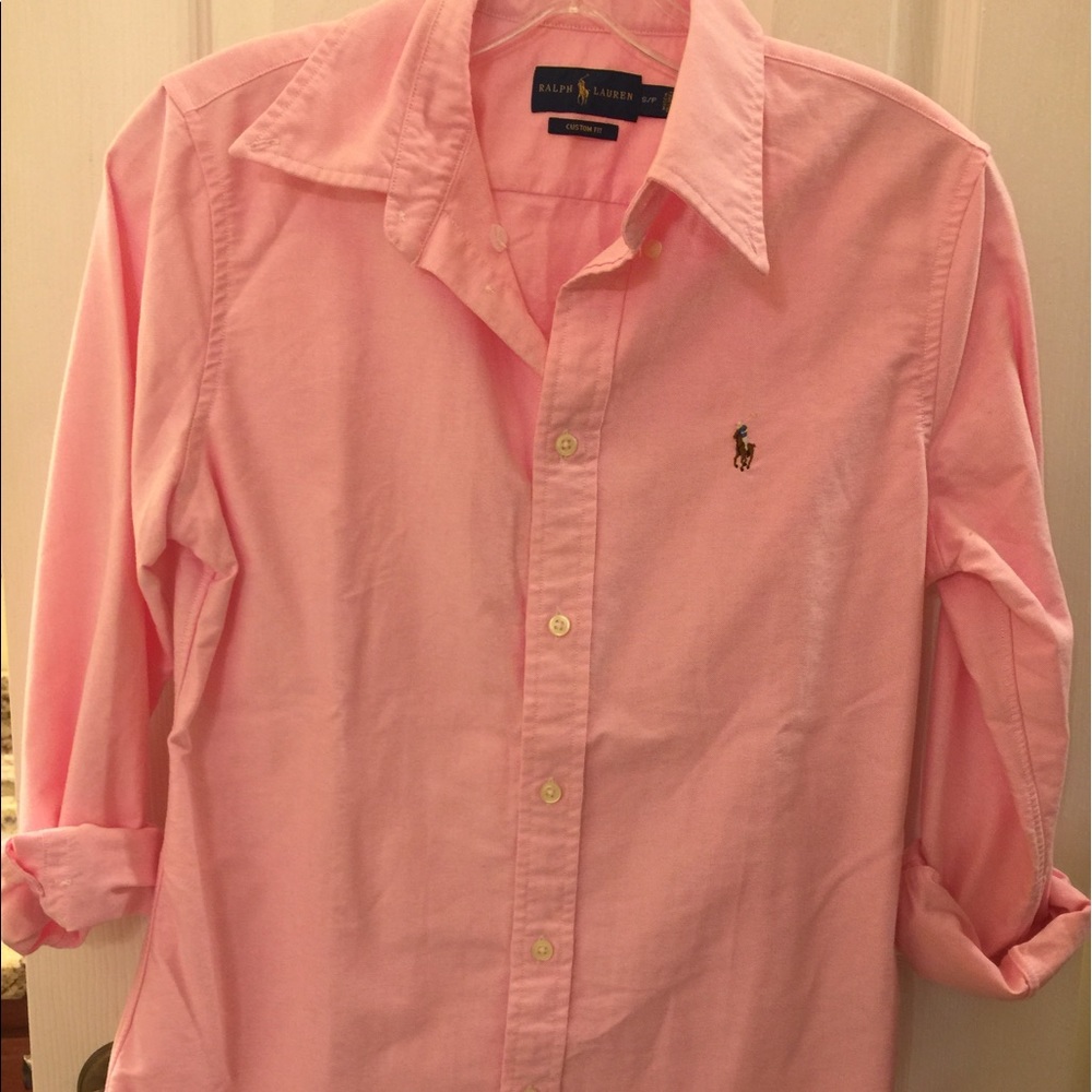 Pink Oxford Polo Button Down Shirt