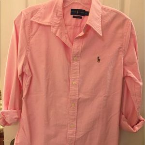 Pink Oxford Polo Button Down Shirt