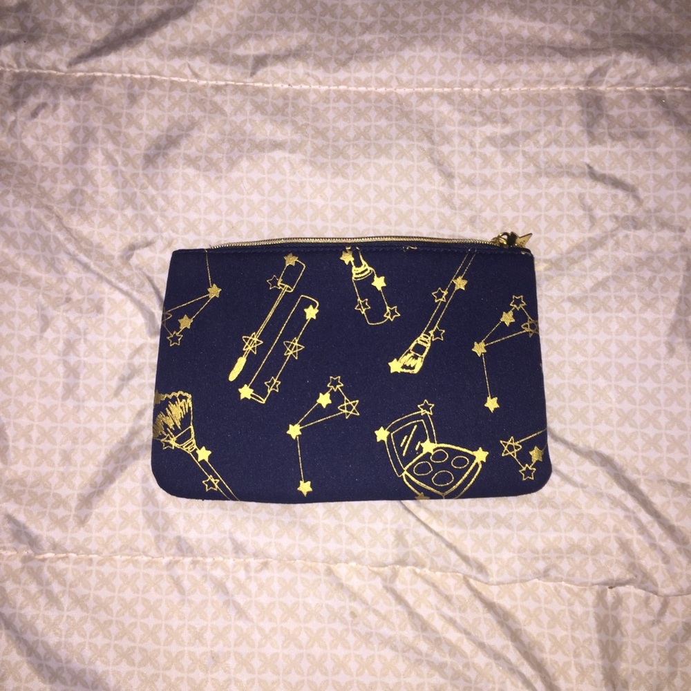 Navy Blue and Gold Makeup Bag
