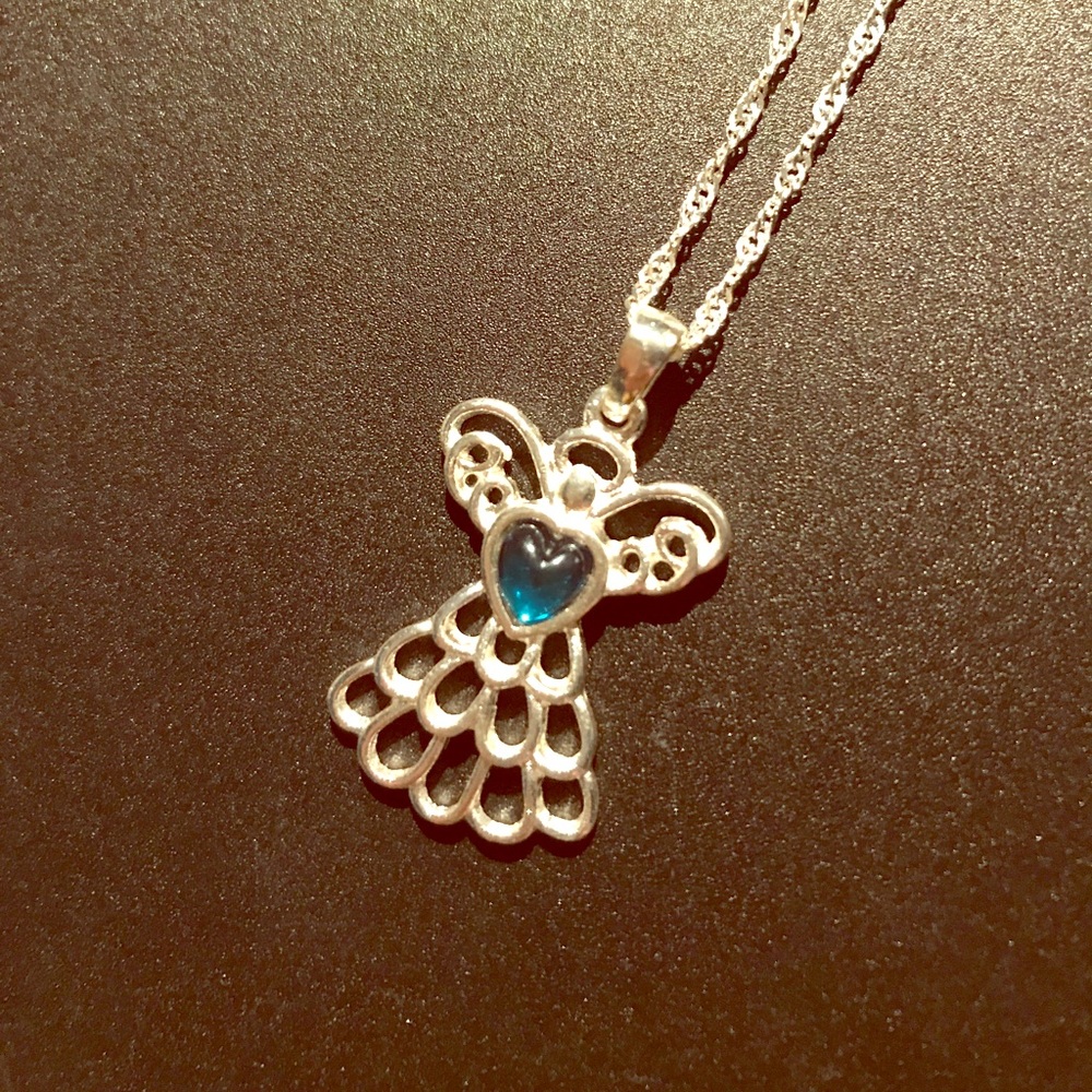 Mary birthstone angel necklace