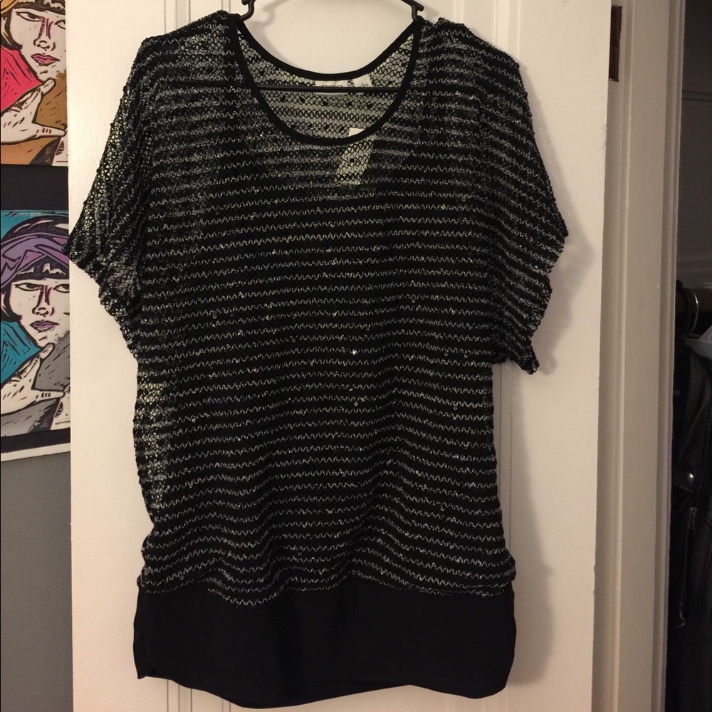 Sparkly mesh top with attached camisole