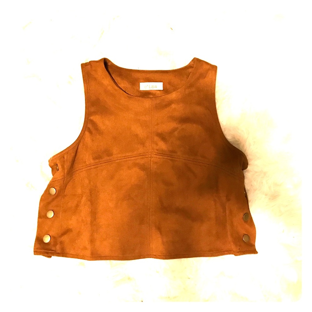 Brown Suede Crop Top