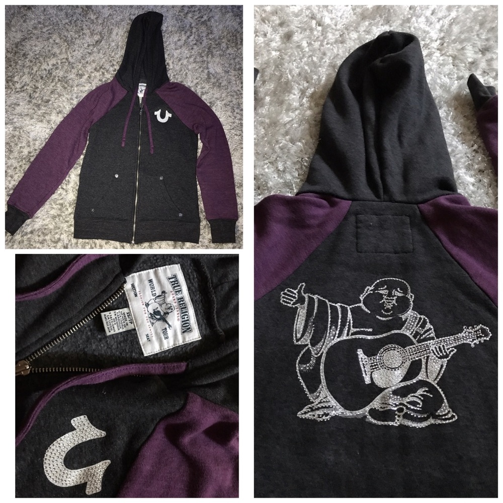True religion Purple and grey hoodie