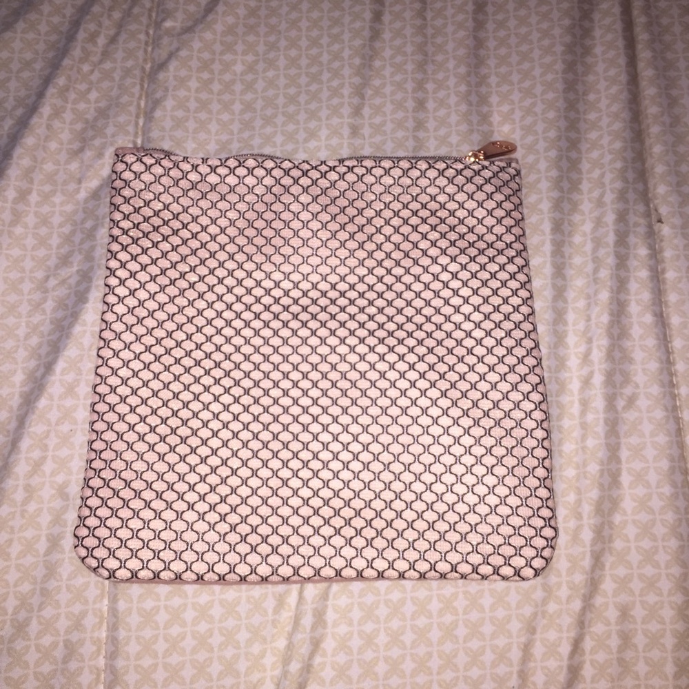 Light Pink Makeup Bag with Black Jersey Overlay