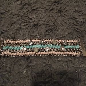 Accent bracelet with aqua and bead details