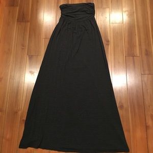 Black and gray stripe Hourglass Lilly Maxi dress