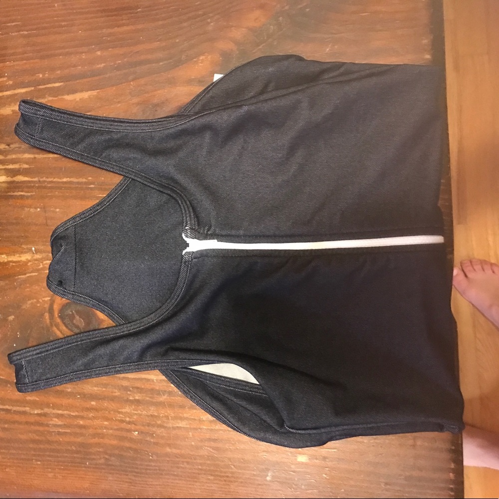 American apparel faux denim zipper bodysuit small