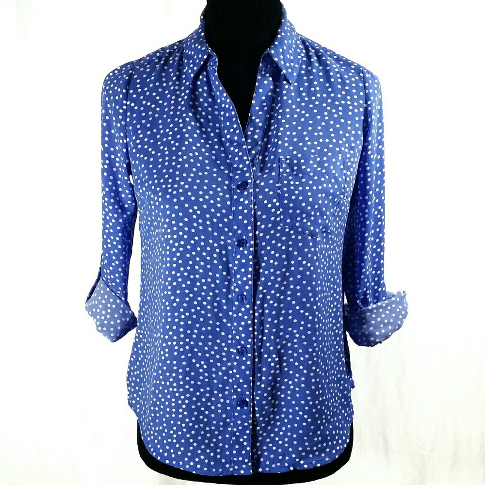The Limited Purple Polka Dot Button Down Blouse