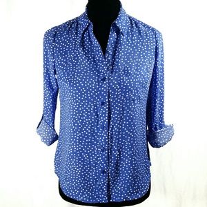 The Limited Purple Polka Dot Button Down Blouse