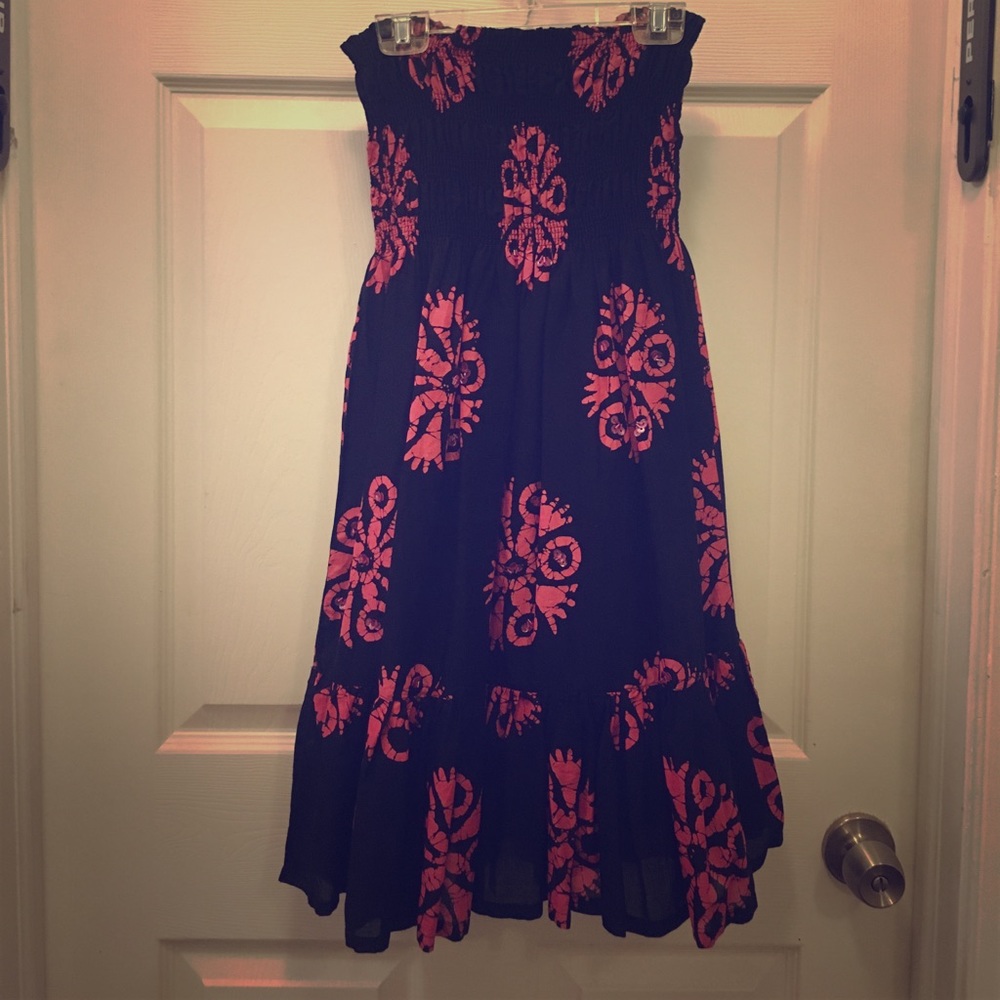 Strapless fit and flare mini dress