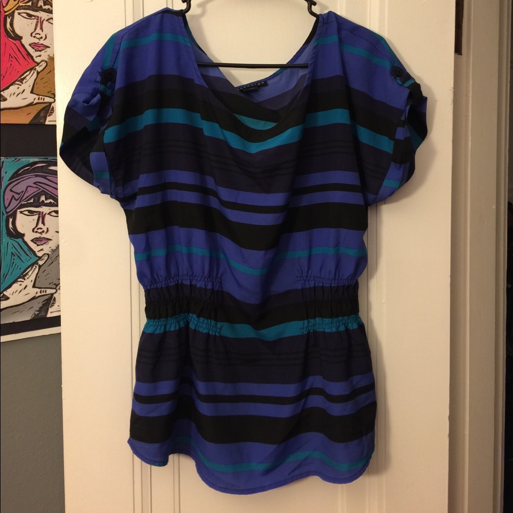 Cool colored striped blouse