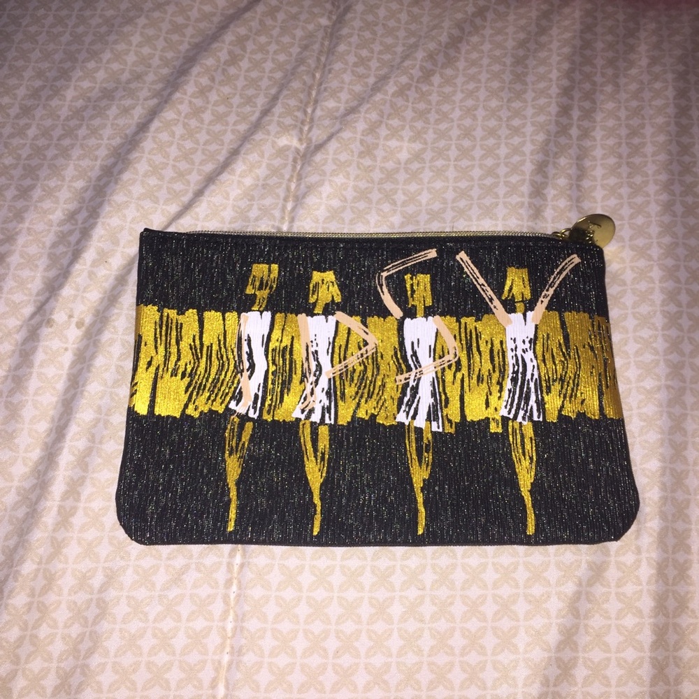 Navy Blue and Gold Makeup Bag