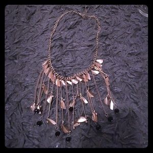 Black and gold drop statement necklace