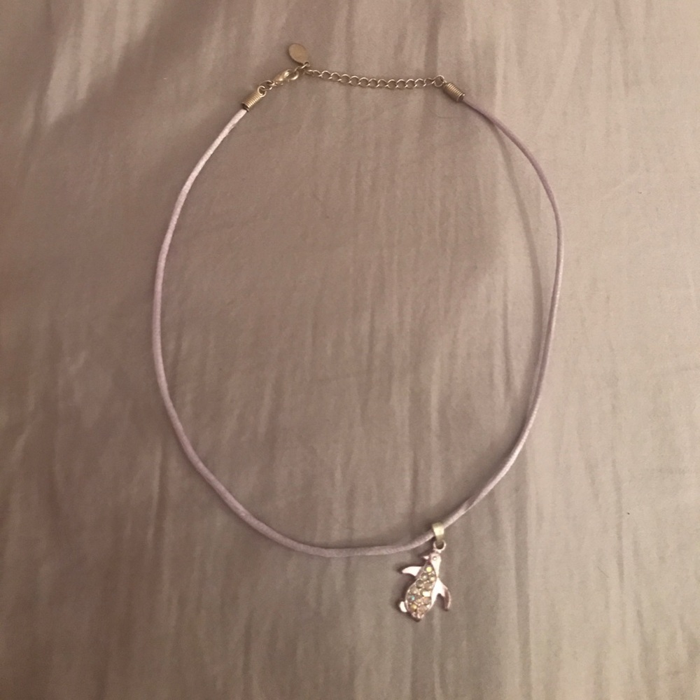Penguin necklace with gold chain