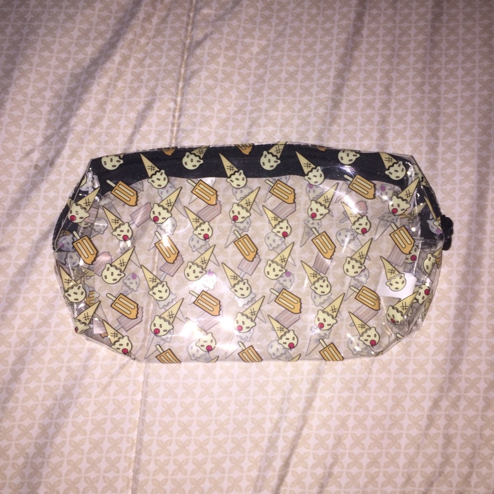 Clear Makeup Bag with ice cream print.