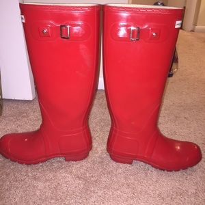 Tall Red Hunter Rainboots Size 9