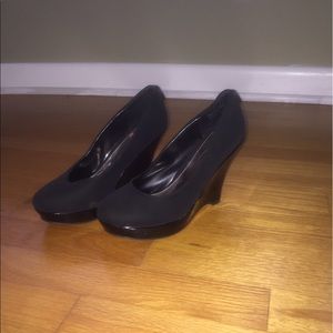 Unlisted Black Wedge suede heels size 6 1/2