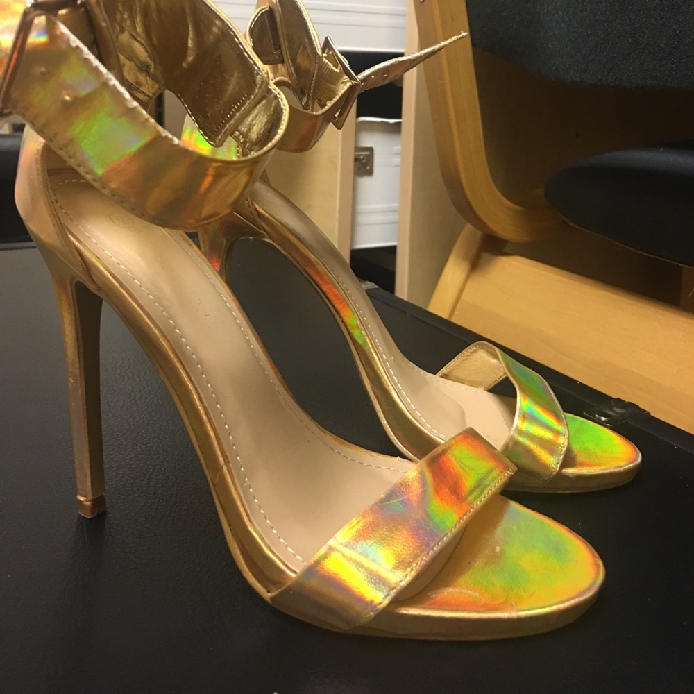 Gold metallic heels