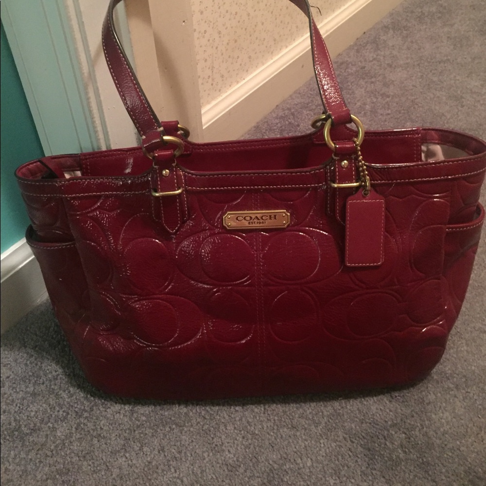 Coach Red Signature Handbag