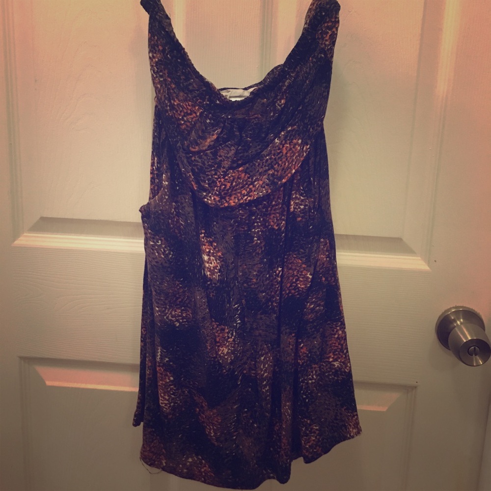 Strapless mini multi colored dress with pockets