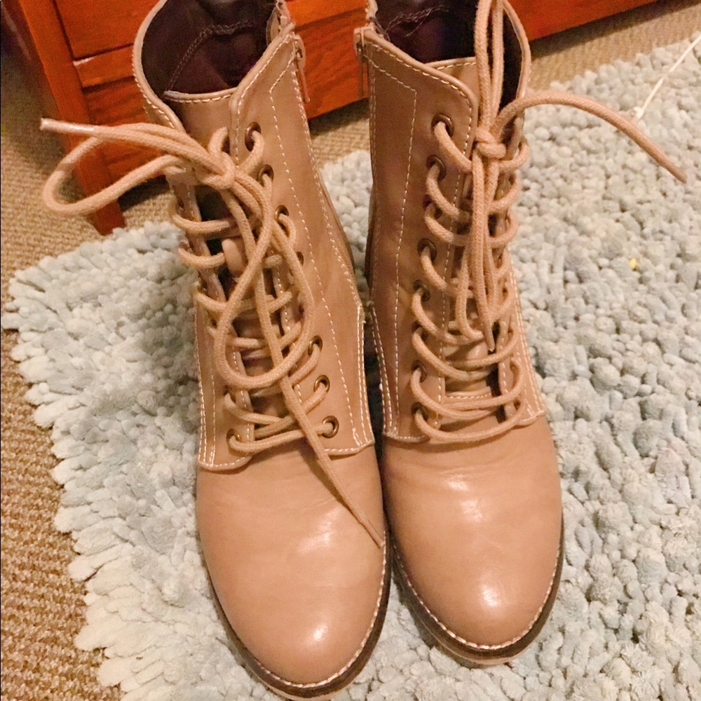 Combat lace up booties