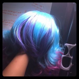 Mad hatter purple blue and pink wig with hair net