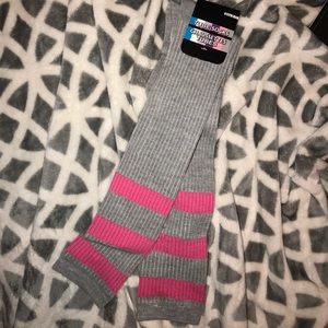 Hot pink and gray tube socks