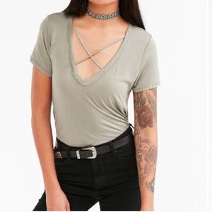 project social t karlie cross front deep v tee