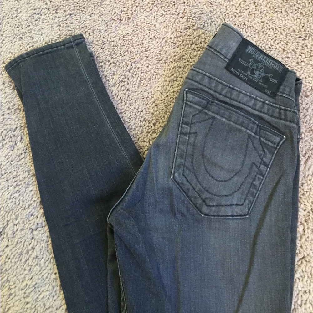 True Religion - Faded Gray Skinny Jeans, Size 24