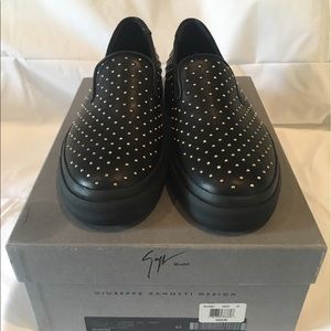 Giuseppe Zanotti Leather Gold Studded Slip Ons