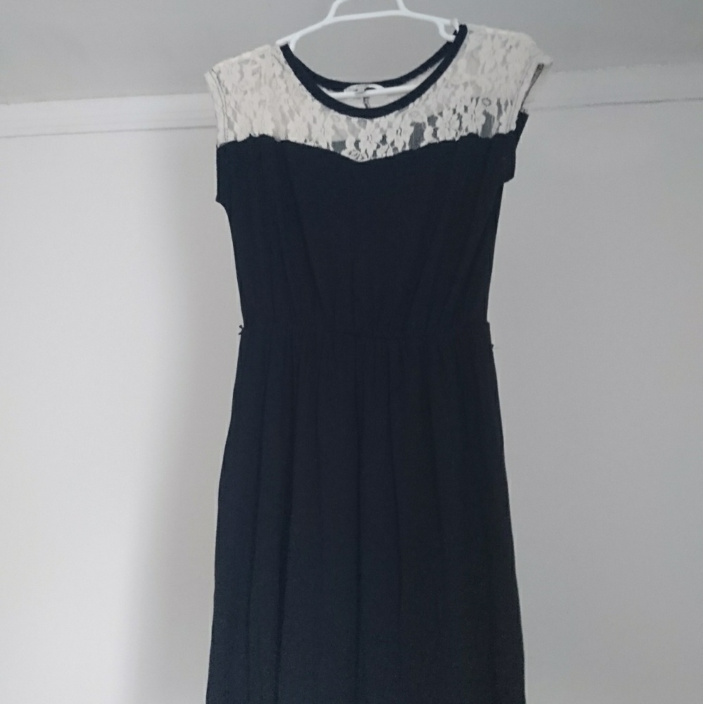 Casual black and White Lace Dress